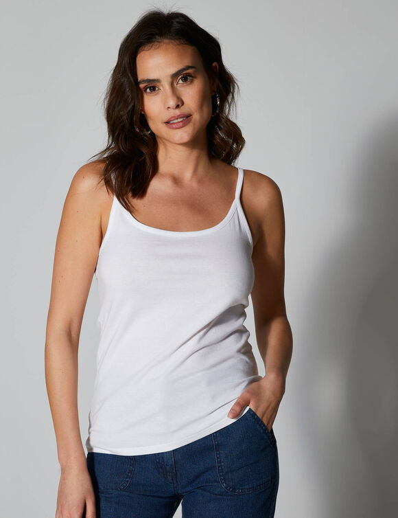 Débardeur fines bretelles coton uni (blanc) Débardeur fines bretelles coton uni (blanc)